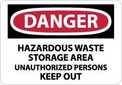 NMC - "Danger - Hazardous Waste Storage Area - Unauthorized Persons Keep Out", 7" Long x 10" Wide, Rigid Plastic Safety Sign - Rectangle, 0.05" Thick, Use for Security & Admittance - USA Tool & Supply