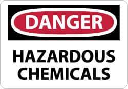 NMC - "Danger - Hazardous Chemicals", 7" Long x 10" Wide, Rigid Plastic Safety Sign - Rectangle, 0.05" Thick, Use for Hazardous Materials - USA Tool & Supply