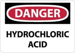 NMC - "Danger - Hydrochloric Acid", 10" Long x 14" Wide, Rigid Plastic Safety Sign - Rectangle, 0.05" Thick, Use for Hazardous Materials - USA Tool & Supply