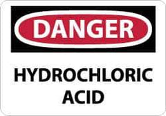 NMC - "Danger - Hydrochloric Acid", 10" Long x 14" Wide, Rigid Plastic Safety Sign - Rectangle, 0.05" Thick, Use for Hazardous Materials - USA Tool & Supply