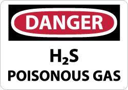 NMC - "Danger - H2s - Poisonous Gas", 10" Long x 14" Wide, Rigid Plastic Safety Sign - Rectangle, 0.05" Thick, Use for Hazardous Materials - USA Tool & Supply