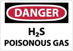 NMC - "Danger - H2s - Poisonous Gas", 10" Long x 14" Wide, Rigid Plastic Safety Sign - Rectangle, 0.05" Thick, Use for Hazardous Materials - USA Tool & Supply
