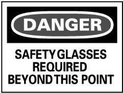 NMC - "Danger - Safety Glasses Required Beyond This Point", 14" Long x 20" Wide, Aluminum Safety Sign - Rectangle, 0.04" Thick, Use for Accident Prevention - USA Tool & Supply