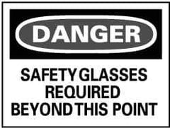NMC - "Danger - Safety Glasses Required Beyond This Point", 20" Long x 28" Wide, Aluminum Safety Sign - Rectangle, 0.04" Thick, Use for Accident Prevention - USA Tool & Supply