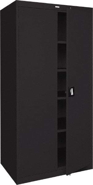 Sandusky Lee - 5 Shelf Locking Storage Cabinet - Steel, 36" Wide x 24" Deep x 78" High, Black - USA Tool & Supply