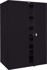 Sandusky Lee - 5 Shelf Locking Storage Cabinet - Steel, 46" Wide x 24" Deep x 78" High, Black - USA Tool & Supply