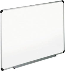 UNIVERSAL - 48" High x 72" Wide Erasable Melamine Marker Boards - Aluminum/Plastic Frame, 74.6" Deep, Includes Accessory Tray/Rail & Mounting Kit - USA Tool & Supply