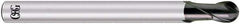 OSG - 1mm Diam, 1.5mm LOC, 2 Flute Solid Carbide Ball End Mill - TiAlN Finish, Single End, 75mm OAL, Spiral Flute - USA Tool & Supply