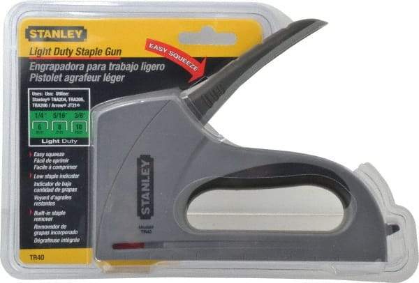 Stanley - Manual Staple Gun - 1/4, 5/16, 3/8" Staples, Silver, Steel - USA Tool & Supply