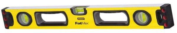 Stanley - 24" Long 3 Vial Box Beam Level - Aluminum, Yellow, 1 Level & 2 Plumb Vials - USA Tool & Supply