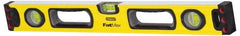 Stanley - 48" Long 3 Vial Box Beam Level - Aluminum, Yellow, 1 Level & 2 Plumb Vials - USA Tool & Supply