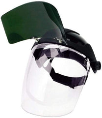 Sellstrom - Nylon Black Ratchet Adjustment, Welding Face Shield & Headgear Set - 12-1/8" Wide x 9" High x 0.06" Thick, Anti-Fog, Clear Window - USA Tool & Supply