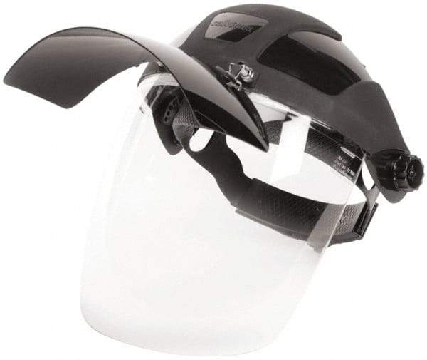Sellstrom - Nylon Black Ratchet Adjustment, Welding Face Shield & Headgear Set - 12-1/8" Wide x 9" High x 0.06" Thick, Anti-Fog, Clear Window - USA Tool & Supply