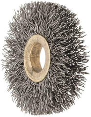 Osborn - 2" OD, 1/2" Arbor Hole, Crimped Steel Wheel Brush - 1/4" Face Width, 1/2" Trim Length, 0.014" Filament Diam, 20,000 RPM - USA Tool & Supply
