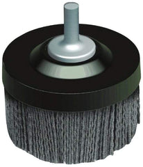 Osborn - 1-1/2" 120 Grit Silicon Carbide Crimped Disc Brush - Fine Grade, Quick Change Connector, 1-3/8" Trim Length, 1/4" Shank Diam - USA Tool & Supply