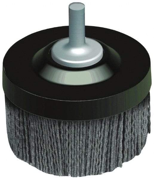 Osborn - 2-1/2" 120 Grit Silicon Carbide Crimped Disc Brush - Fine Grade, Quick Change Connector, 1-3/8" Trim Length, 1/4" Shank Diam - USA Tool & Supply