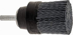 Osborn - 1-1/2" 320 Grit Silicon Carbide Crimped Disc Brush - Extra Fine Grade, Quick Change Connector, 1-3/8" Trim Length, 1/4" Shank Diam - USA Tool & Supply