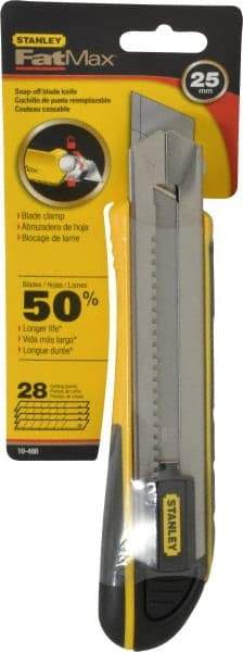 Stanley - Snap Utility Knife - 5-1/2" Blade, Yellow, Silver & Black TPE Handle, 4 Blades Included - USA Tool & Supply