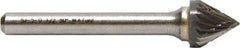 M.A. Ford - 25mm Cut Diam, 6mm Shank Diam, Cone Head Single Cut Burr - Carbide, Point End, 21mm LOC, 70mm OAL - USA Tool & Supply