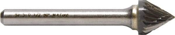 M.A. Ford - 25mm Cut Diam, 6mm Shank Diam, Cone Head Double Cut Burr - Carbide, Point End, 21mm LOC, 70mm OAL - USA Tool & Supply