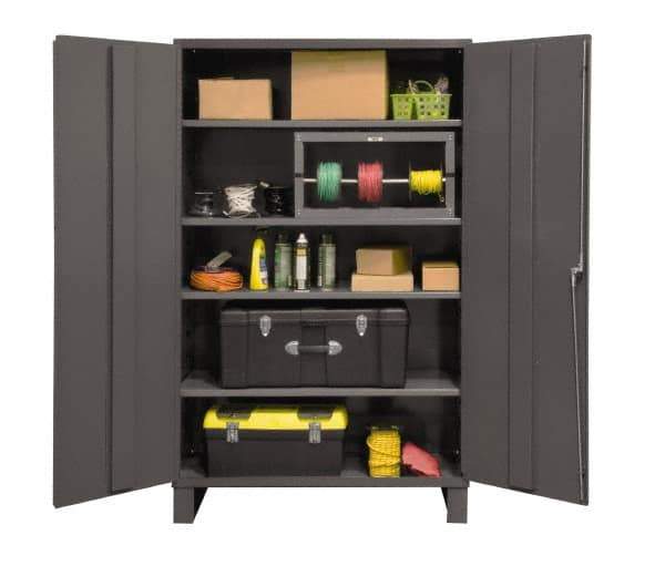 Durham - 4 Shelf Locking Storage Cabinet - Steel, 48" Wide x 24" Deep x 78" High, Gray - USA Tool & Supply