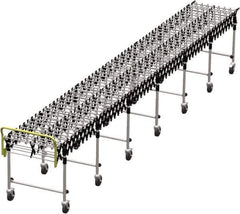 Value Collection - 18 Inches Wide x 7 Ft. to 22 Ft. Extended Length Flexible Conveyor - 31-1/2 to 39.4" High, 7 Leg Sets per Unit, 7 Wheels per Axle - USA Tool & Supply