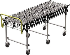 Value Collection - 18 Inches Wide x 2.7 Ft. to 8 Ft. Extended Length Flexible Conveyor - 31-1/2 to 39.4" High, 3 Leg Sets per Unit, 7 Wheels per Axle - USA Tool & Supply