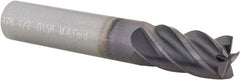 M.A. Ford - 1/2", 5 Flute, Single End, Solid Carbide, 0.015" Corner Radius End Mill - 3" OAL, 38° Helix, Right Hand Flute, 1" LOC, Right Hand Cut - USA Tool & Supply