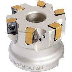 Iscar - 6 Inserts, 2-1/2" Cut Diam, 1" Arbor Diam, 0.472" Max Depth of Cut, Indexable Square-Shoulder Face Mill - 0/90° Lead Angle, 1-3/4" High, H490 AN.X 12 Insert Compatibility, Through Coolant, Series Helido - USA Tool & Supply