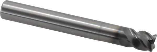 OSG - 3/8", 4 Flute, Single End, Solid Carbide, 0.02" Corner Radius End Mill - 3" OAL, 45° Helix, 3/8" LOC, 1" Extended Reach - USA Tool & Supply