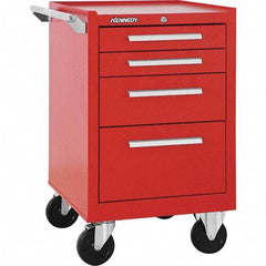 Kennedy - 4 Drawer Steel Tool Roller Cabinet - 20-1/2" Wide x 34" High x 18" Deep, Ball Bearing Drawer Slides, Red - USA Tool & Supply