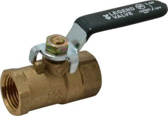 Legend Valve - 1/2" Pipe, Full Port, Brass Full Port Ball Valve - Bi-Directional, FNPT x FNPT Ends, Quarter Turn Handle, 600 WOG, 150 WSP - USA Tool & Supply