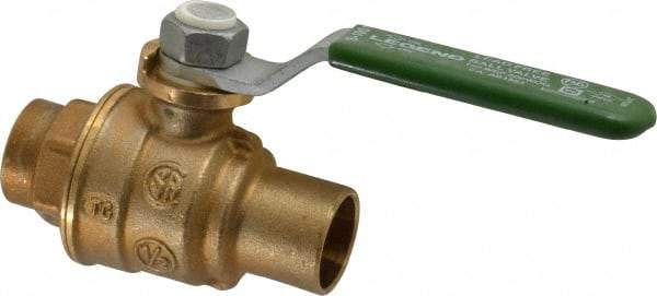 Legend Valve - 1/2" Pipe, Full Port, Brass Full Port Ball Valve - Bi-Directional, Sweat Ends, Quarter Turn Handle, 600 WOG, 150 WSP - USA Tool & Supply