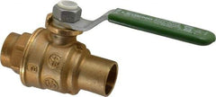 Legend Valve - 1/2" Pipe, Full Port, Brass Full Port Ball Valve - Bi-Directional, Sweat Ends, Quarter Turn Handle, 600 WOG, 150 WSP - USA Tool & Supply