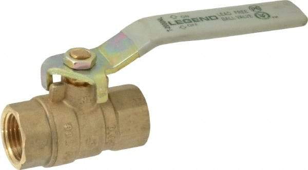 Legend Valve - 1/2" Pipe, Full Port, Brass Full Port Ball Valve - Bi-Directional, FNPT x FNPT Ends, Quarter Turn Handle, 600 WOG, 150 WSP - USA Tool & Supply
