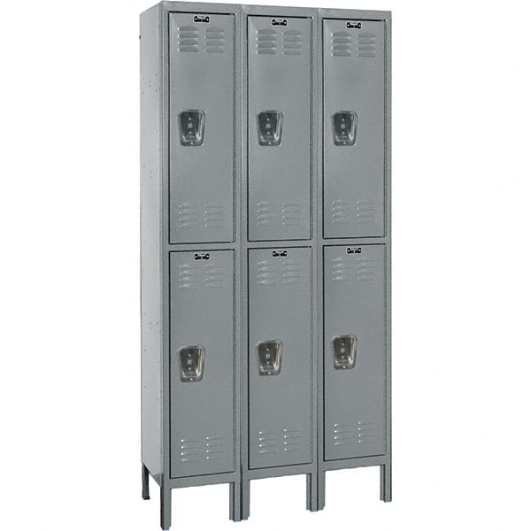 Hallowell - 6 Door, 2 Tier, Premium Wardrobe Lockers - USA Tool & Supply