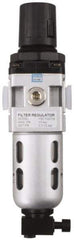 PRO-SOURCE - 1/2" NPT Port Standard 1 Piece Filter/Regulator FRL Unit - Polycarbonate Bowl, 106 SCFM, 145 Max psi, 112" High, Automatic Drain - USA Tool & Supply