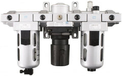 PRO-SOURCE - 1/4 NPT Intermediate 3 Pc Filter-Regulator-Lubricator FRL Unit with Pressure Gauge - USA Tool & Supply