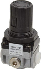 PRO-SOURCE - 1/8 NPT Port, 17 CFM, Aluminum Miniature Regulator - 7 to 145 psi Range, 220 Max psi Supply Pressure, 1/8" Gauge Port Thread, 1.56" Wide x 3.19" High - USA Tool & Supply