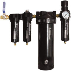 PRO-SOURCE - 25 CFM at 100 psi Inlet, 5 Stage Heavy-Duty Desiccant Dryer - 1/2" NPT Inlet/Outlet x 15" Long x 5-1/2" Wide x 16" High - USA Tool & Supply