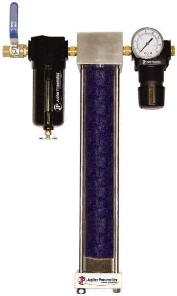 PRO-SOURCE - 1/2" NPT Port 3 Piece Filter-Desiccant Dryer-Regulator FRL Unit - Zinc Bowl, 40 SCFM, 120 Max psi, 21" High, Manual Drain - USA Tool & Supply