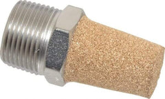 PRO-SOURCE - 3/4 Male NPT, 1-1/16" Hex, 2-1/4" OAL, Exhaust Muffler - 300 Max psi, 99 Decibel Rating, Sintered Bronze - USA Tool & Supply