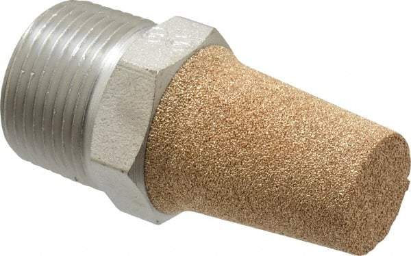 PRO-SOURCE - 1 Male NPT, 1-5/16" Hex, 2-7/8" OAL, Exhaust Muffler - 300 Max psi, 109 Decibel Rating, Sintered Bronze - USA Tool & Supply