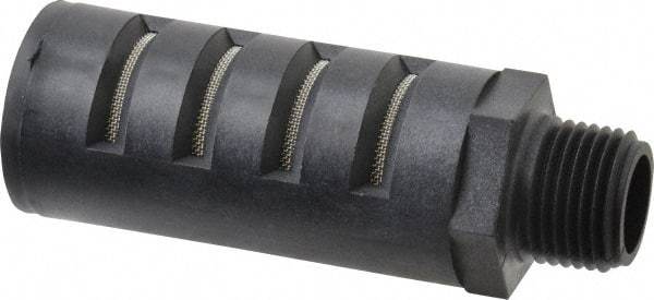 PRO-SOURCE - 1/2 Male NPT, 1" Hex, 3-35/64" OAL, Muffler - 150 Max psi, Glass Filled Nylon - USA Tool & Supply