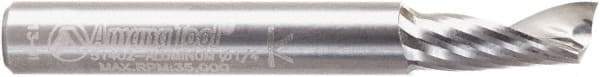 Amana Tool - 1/4" Cutting Diam x 5/8" Length of Cut, 1 Flute, Upcut Spiral Router Bit - Right Hand Cut, Solid Carbide, 2" OAL x 1/4" Shank Diam - USA Tool & Supply