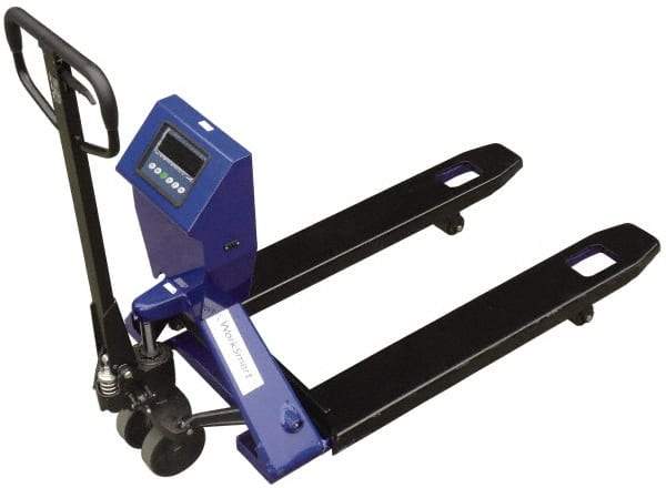 Value Collection - 4,400 Lb Capacity, 7" Lift Scale Pallet Truck - 3" Min Lift Height, 45-1/4" Fork Length x 27" Fork Width, 27-3/4" Overall Width - USA Tool & Supply