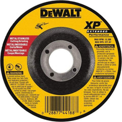 DeWALT - 24 Grit, 9" Wheel Diam, 1/8" Wheel Thickness, 7/8" Arbor Hole, Type 27 Depressed Center Wheel - Zirconia Alumina, Resinoid Bond, 6,600 Max RPM, Compatible with Angle Grinder - USA Tool & Supply
