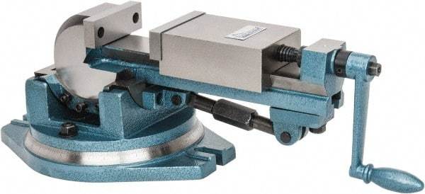 Gibraltar - 4" Jaw Width, 4-11/64" Jaw Opening Capacity, 3-Way Angle Swivel Machine Vise - Manual Operation, 1 Station, 20" Long x 7.28" High x 1-1/2" Deep, Cast Iron - USA Tool & Supply