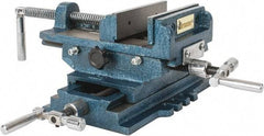 Interstate - 5-5/16" Jaw Opening Capacity x 1-5/16" Throat Depth, Horizontal Drill Press Vise - 5" Wide x 1-5/16" High Jaw, Cross Slide Base, Standard Speed, 10" OAL x 5.3" Overall Height, Cast Iron - USA Tool & Supply