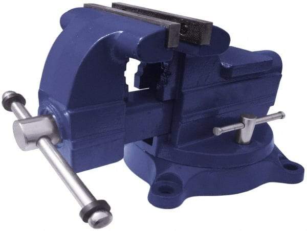 Gibraltar - 5-1/2" Jaw Width x 5" Jaw Opening Capacity, 3-7/16" Throat Depth, Bench & Pipe Combination Vise - 1/8 to 2-1/2" Pipe Capacity, Swivel Base, Bolt Down Attachment, Ductile Iron - USA Tool & Supply